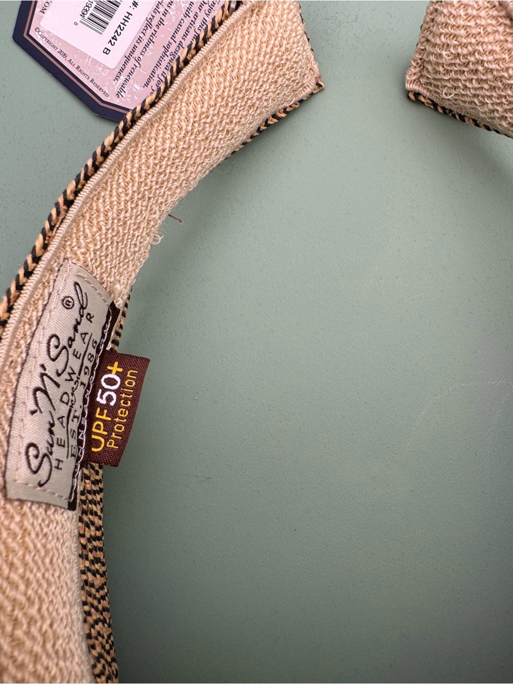 San Diego Hat Company Woven Chain-Trim UPF Protection 50 Visor-NWT in Tan - Picture 5 of 8